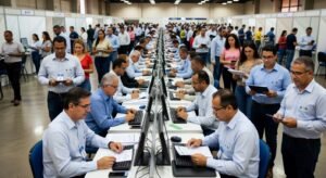 Pessoa preocupada analisando contas e documentos financeiros sobre mesa, representando dívidas e necessidade de renegociação pelo Novo Desenrola Brasil